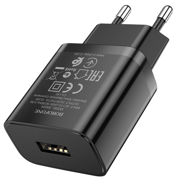 Мережевий зарядний пристрій BOROFONE BA52A Gamble single port charger Black