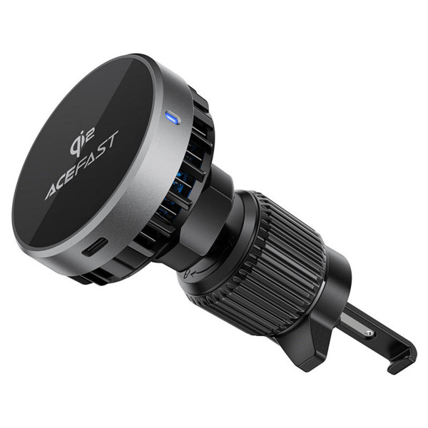 Автотримач для телефона з БЗП ACEFAST D40 Qi2 Magnetic Wireless Charging car holder with Ice Cooling for air vent Metal gray