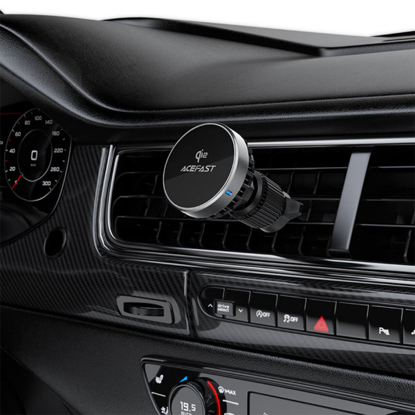 Автотримач для телефона з БЗП ACEFAST D40 Qi2 Magnetic Wireless Charging car holder with Ice Cooling for air vent Metal gray