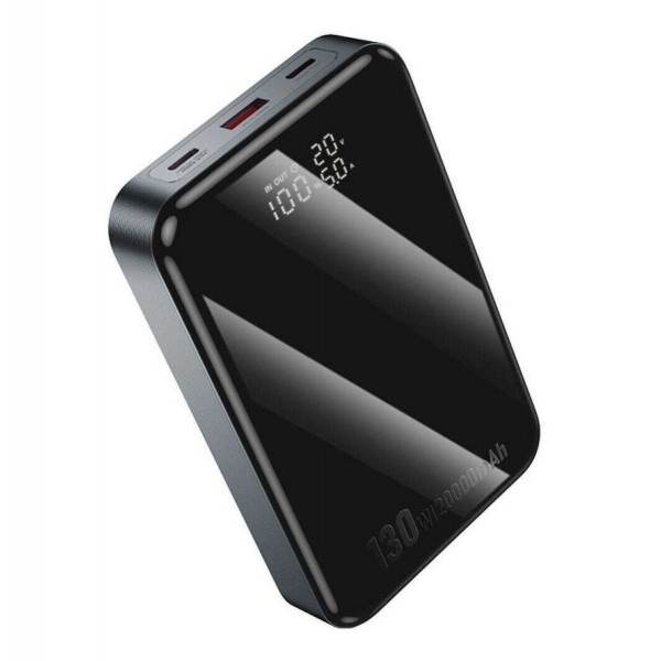 Зовнішній акумулятор HOCO Q30A Fast charge 130W power bank(20000mAh) Metal Gray