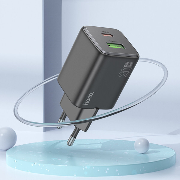 Мережевий зарядний пристрій HOCO N41 Almighty PD20W+QC3.0 charger Black