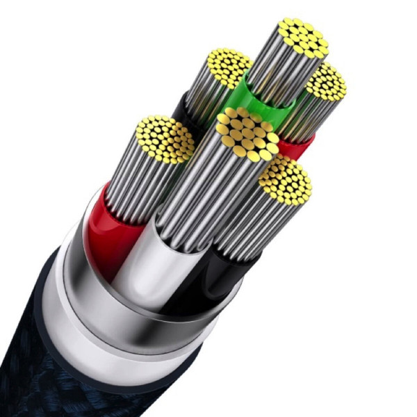 Кабель Baseus Flash Series Ⅱ One-for-three Fast Charging Data Cable USB to M+L+C 100W 1.2m Blue