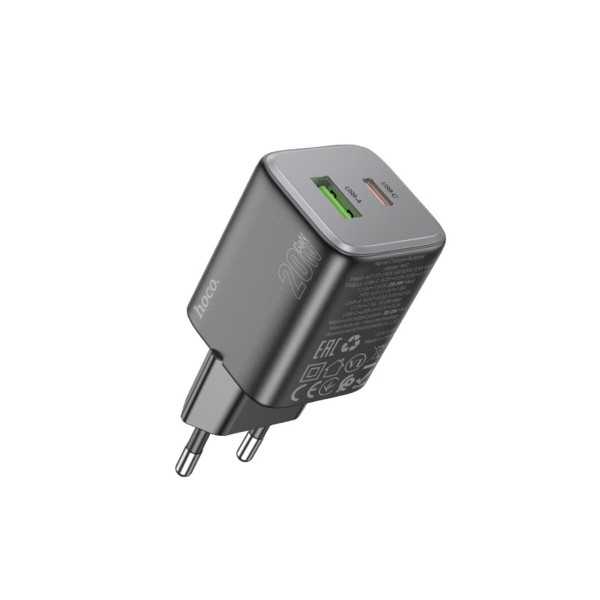 Мережевий зарядний пристрій HOCO N41 Almighty PD20W+QC3.0 charger Black