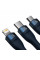 Кабель Baseus Flash Series Ⅱ One-for-three Fast Charging Data Cable USB to M+L+C 100W 1.2m Blue
