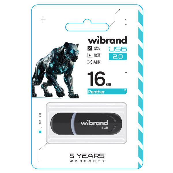 Флеш-накопичувач Wibrand USB 2.0 Panther 16Gb Black