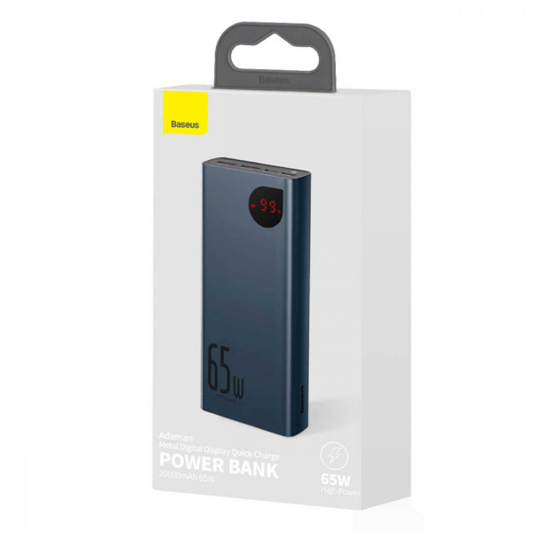 Зовнішній акумулятор Baseus Adaman Metal Digital Display Quick Charge Power Bank 20000mAh 65W Blue
