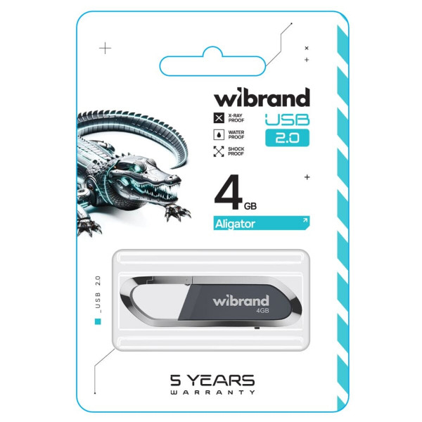 Флеш-накопичувач Wibrand USB 2.0 Aligator 4Gb Grey