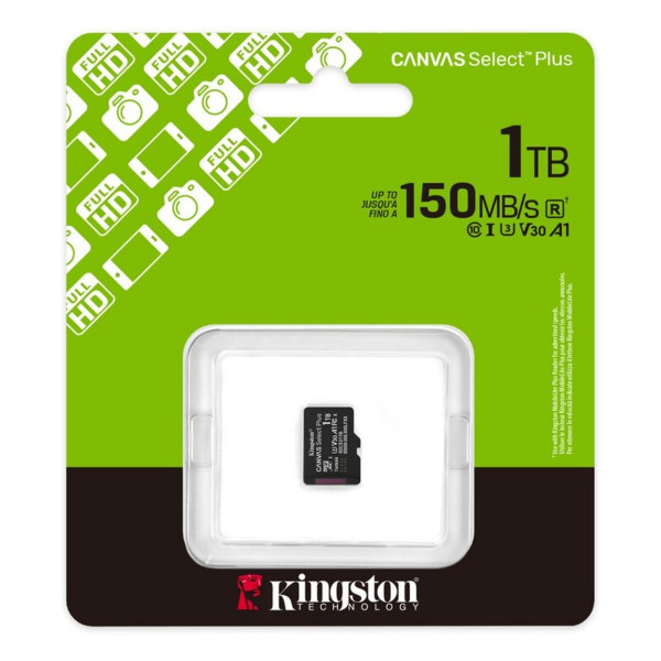 Карта пам'яті microSDXC (UHS-1 U3) Kingston Canvas Select Plus Gen3 1Tb class 10 А1 V30 (R-150MB/s)
