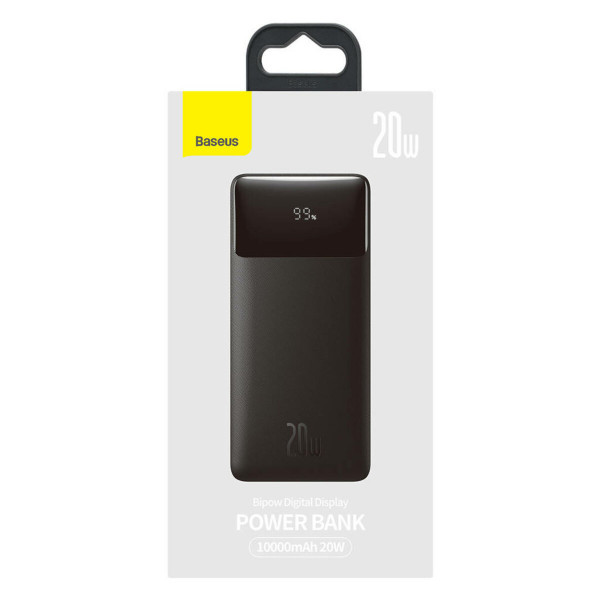 Зовнішній акумулятор Baseus Bipow Digital Display Fast Charge Power Bank 10000mAh 20W Black