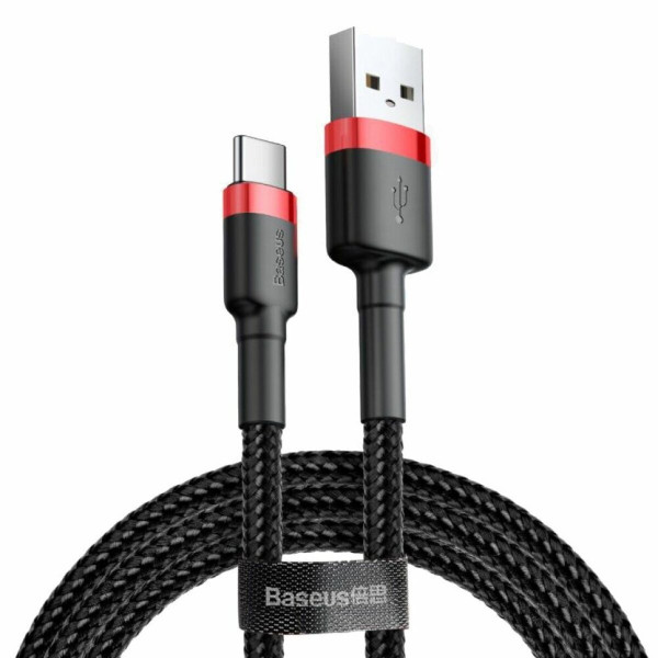Кабель Baseus Cafule Cable USB For Type-C 3A 2m Red+Black