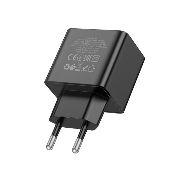 Мережевий зарядний пристрій BOROFONE BAS14A Erudite PD20W+QC3.0 charger(EU) Black