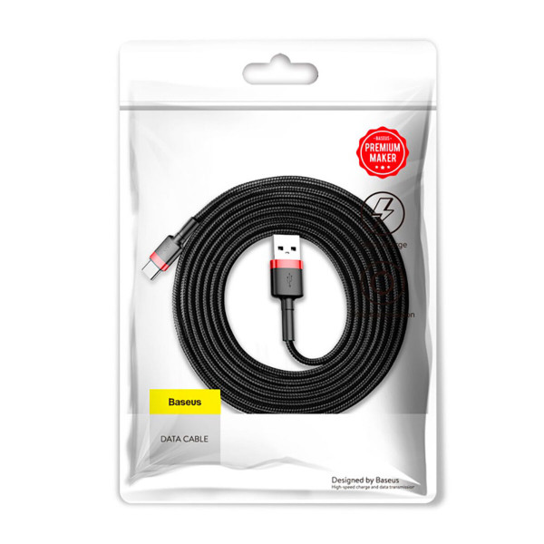 Кабель Baseus Cafule Cable USB For Type-C 3A 2m Red+Black