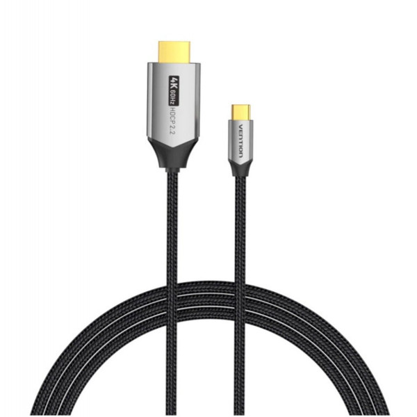 Кабель Vention Cotton Braided USB-C to HDMI Cable 1M Black Aluminum Alloy Type