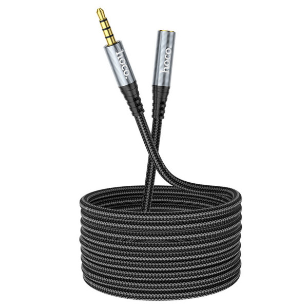 Аудiокабель HOCO UPA20 3.5 audio extension cable male to female (L=2M) Metal Gray