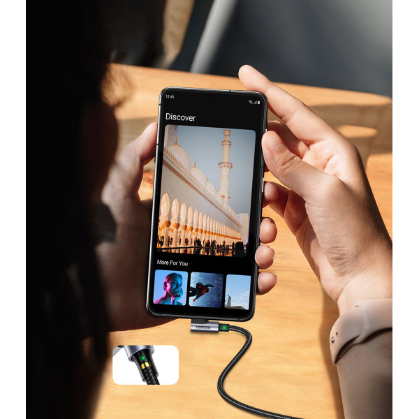 Кабель UGREEN US176 Right Angle USB-A to USB-C Cable 1m (Space Gray)