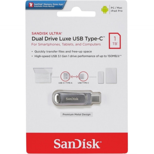 Флеш-накопичувач SanDisk USB 3.1 Ultra Dual Luxe Type-C 1TB (150 Mb/s)