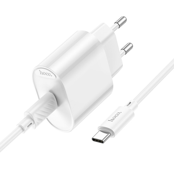 Мережевий зарядний пристрій HOCO C109A(PD20W) Fighter single port PD20W charger set(C to C) White