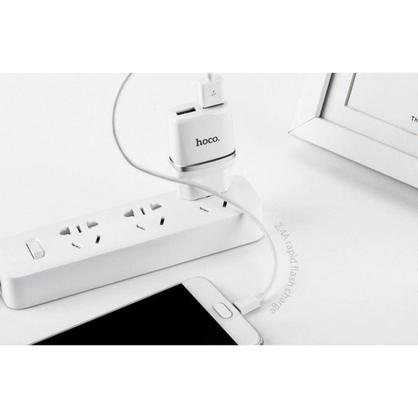 Мережевий зарядний пристрій HOCO C12 Smart dual USB charger 12W White