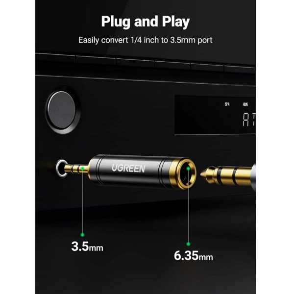 Аудіо адаптер UGREEN AV168 3.5mm Male to 6.35mm Female Adapter 1pcs(UGR-60711)