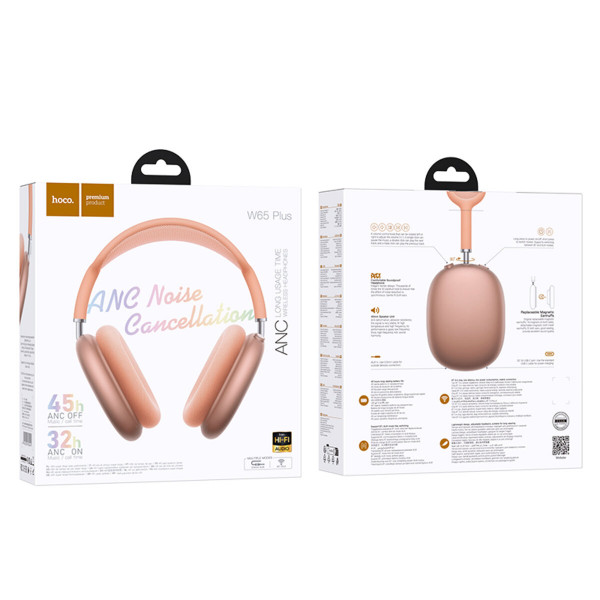 Бездротові накладні навушники HOCO W65 Plus Happy ANC BT headphones Orange