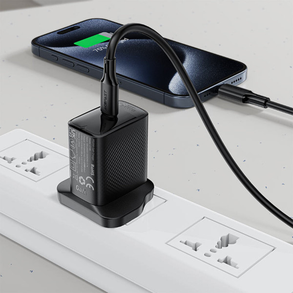 Кабель ACEFAST C17-03 USB-C to USB-C silicone charging data cable Black