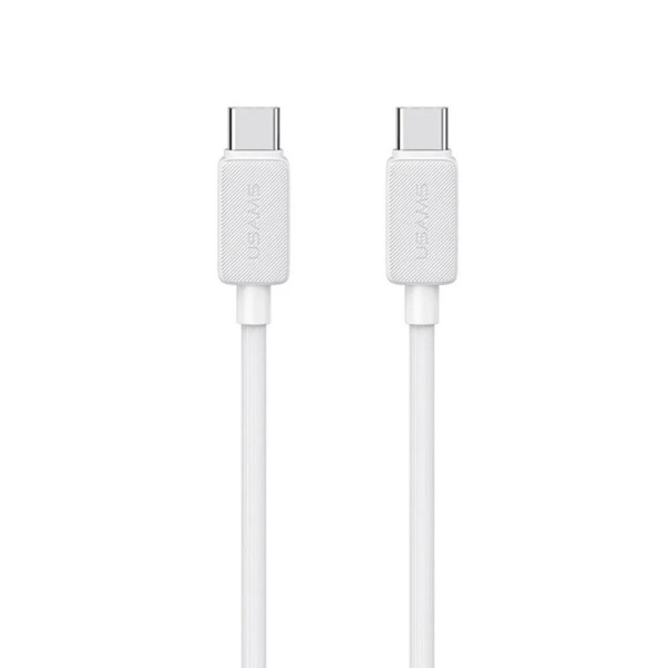 Кабель Usams US-SJ691 60W Striped Data Cable Type-C To Type-C-KY Series 1M white