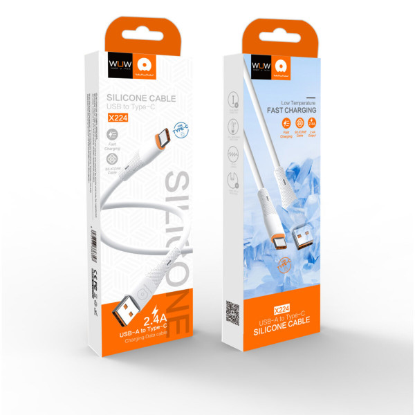 Кабель WUW-X224/TPC USB Type-C 2,4А white