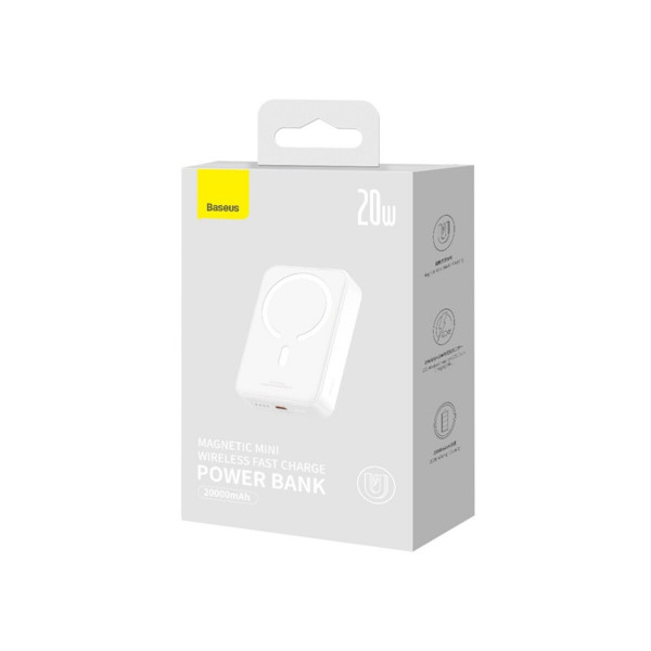 Зовнішній акумулятор Baseus Magnetic Mini Wireless Fast Charge Power Bank 20000mAh 20W White