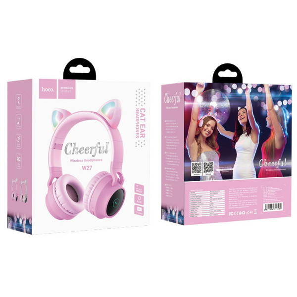 Бездротові навушники HOCO W27 Cat ear wireless headphones Pink