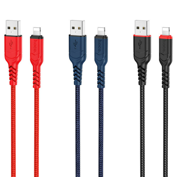 Кабель HOCO X59 USB to iP 2.4A, 1m, nylon, TPE connectors, Black