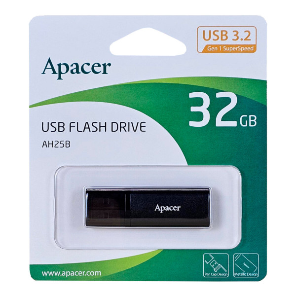 Флеш-накопичувач Apacer USB 3.2 Gen 1 AH25B 32Gb Black