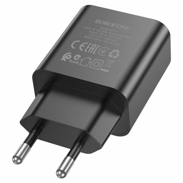 Мережевий зарядний пристрій BOROFONE BA71A Power single Port PD20W charger Black