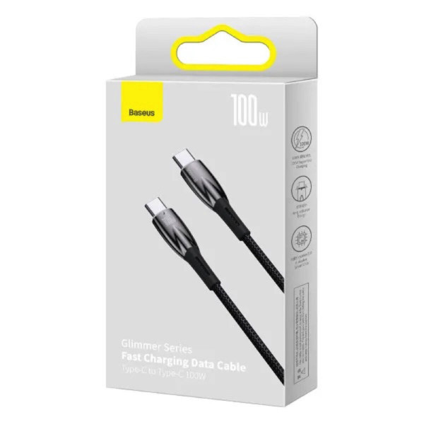 Кабель Baseus Glimmer Series Fast Charging Data Cable Type-C to Type-C 100W 2m Black