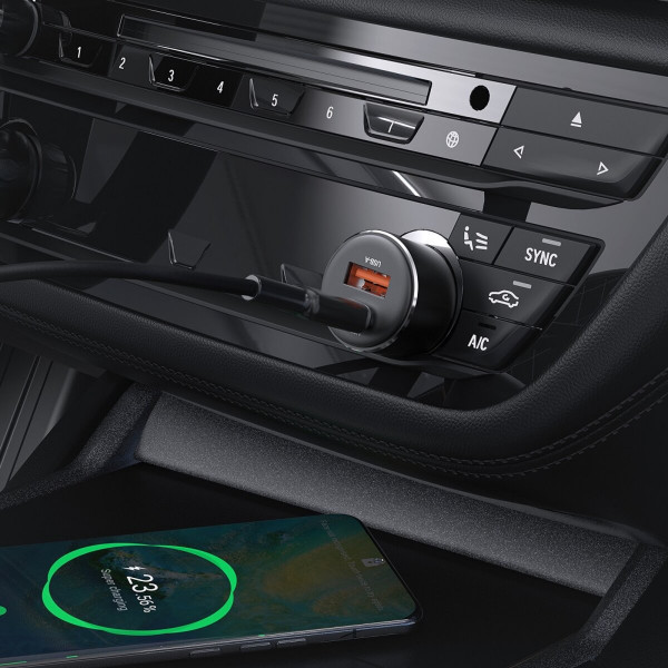 Автомобільний зарядний пристрій ACEFAST B12 60W (USB-A+USB-C) dual-port car charger Black