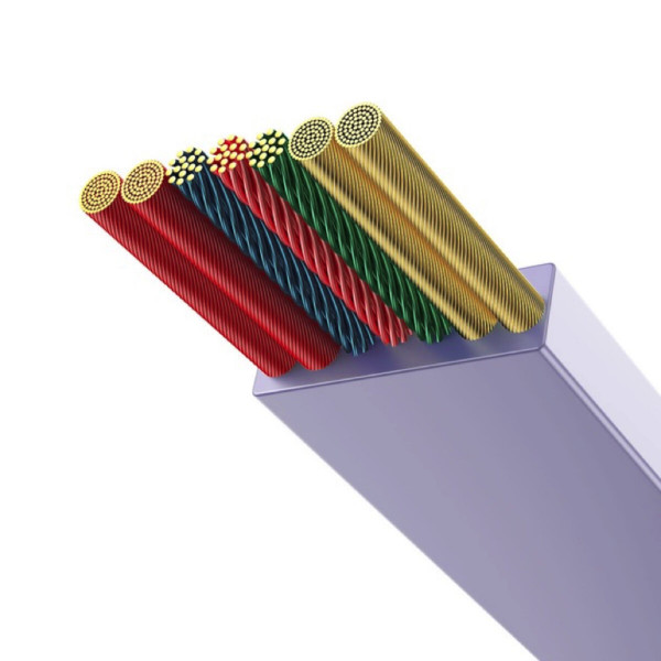 Кабель Baseus Bright Mirror 2 Series Retractable 3-in-1 Fast Charging  Data Cable Type-C to M+L+C 100W 1.1m Purple