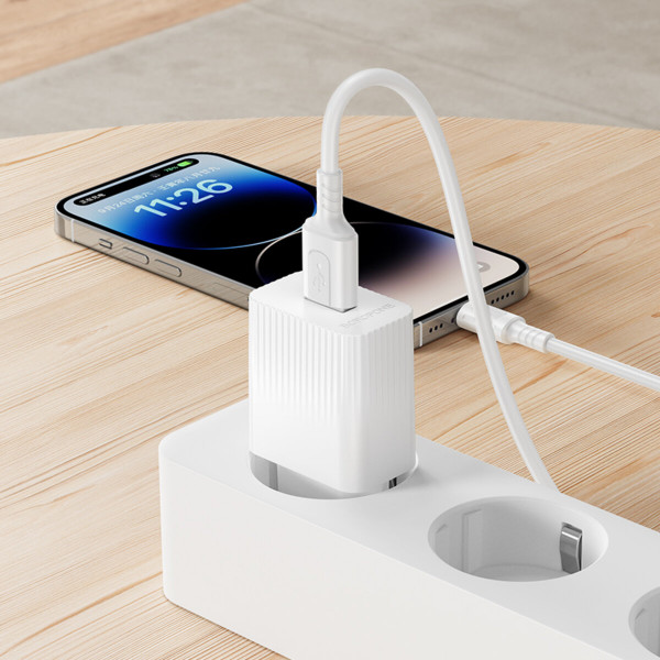 Мережевий зарядний пристрій BOROFONE BAS71A Source single-port charger set(iP) White
