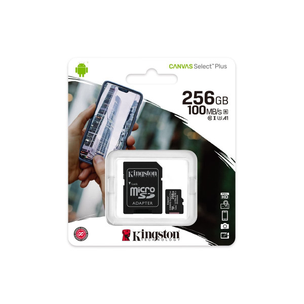Карта пам'яті microSDXC (UHS-1) Kingston Canvas Select Plus 256Gb class 10 А1 (R-100MB/s) (adapter SD)