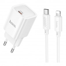Мережевий Зарядний Пристрій Hoco C148A 1USB-C PD/QC 30W+Type-C to Lightning