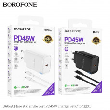 Сетевое Зарядное Устройство Borofone BA86A 1USB-C PD/QC 45W+Type-C to Type-C