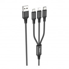 Кабель USB Hoco X76 3-in-1 IP+Type-C+Micro 2A