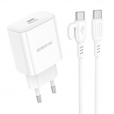 Сетевое Зарядное Устройство Borofone BA81A 1USB-C PD/QC 20W+Type-C to Type-C