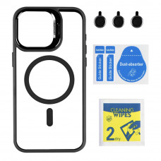 Чехол TPU+PC+Metal Stand Case with MagSafe and Camera Lenses для iPhone 15 Pro Max