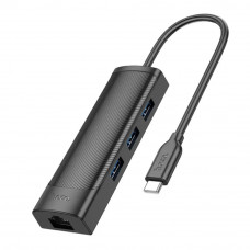 USB Hub Hoco HB42 4-in-1 (Type-C to USB3.0*3+RJ45 1Gbps) (L=0.2M)