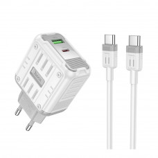 Мережевий Зарядний Пристрій Hoco C136A 1USB-C/1USB PD/QC 45W+Type-C to Type-C