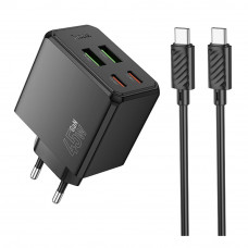 Мережевий Зарядний Пристрій Hoco CS18A 2USB-C/2USB PD/QC 45W+Type-C to Type-C