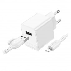Мережевий Зарядний Пристрій Borofone BAS11A 1USB 2.1A+USB to Lightning