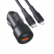 Автомобільний Зарядний Пристрій Ridea RCC-30115 QPow 1USB/1USB-C PD/QC 30W+Type-C to Lightning