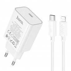 Мережевий Зарядний Пристрій Hoco C143A 1USB-C PD/QC 20W+Type-C to Lightning