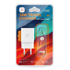 Мережевий Зарядний Пристрій XO L127 1USB QC 18W+USB to Type-C New Logo
