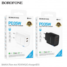 Мережевий Зарядний Пристрій Borofone BA85A 2USB-C PD/QC 35W